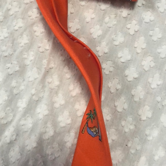 Tommy Hilfiger Orange Silk Tie Surfing Bulldogs - Picture 10 of 12